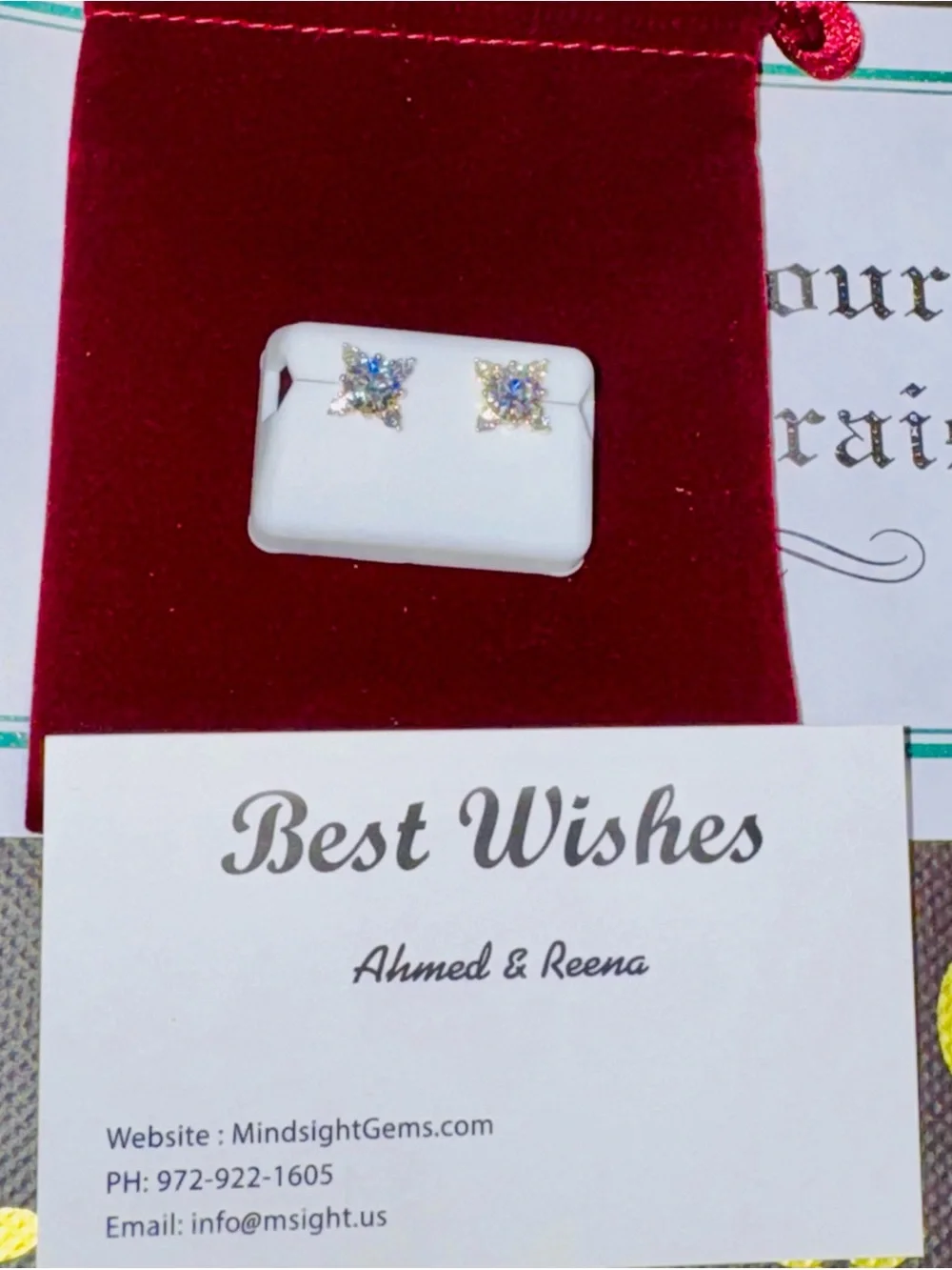 14k Yellow Gold Vermeil Diamond Earrings, Screwback Custom made VVS Moissanites - Picture 5 of 6